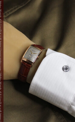 グリュエン 階段のようなラグデザイン ローズ色腕時計 【1950年頃】-W1556-19