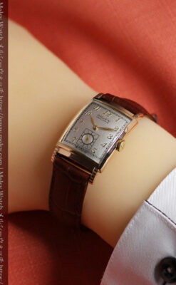 グリュエン 階段のようなラグデザイン ローズ色腕時計 【1950年頃】-W1556-20