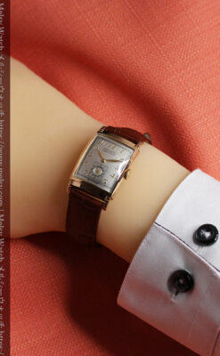 グリュエン 階段のようなラグデザイン ローズ色腕時計 【1950年頃】-W1556-21