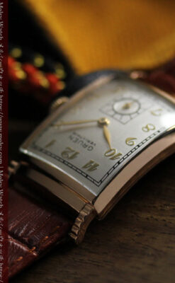 グリュエン 階段のようなラグデザイン ローズ色腕時計 【1950年頃】-W1556-3