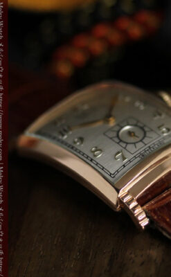 グリュエン 階段のようなラグデザイン ローズ色腕時計 【1950年頃】-W1556-4