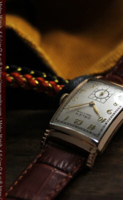 グリュエン 階段のようなラグデザイン ローズ色腕時計 【1950年頃】-W1556-5