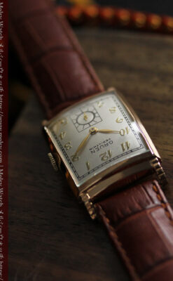 グリュエン 階段のようなラグデザイン ローズ色腕時計 【1950年頃】-W1556-7