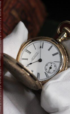 ウォルサムの上品かつ綺麗な装飾の金無垢懐中時計 【1900年頃】-P2326-10