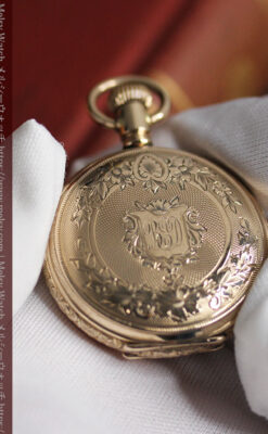 ウォルサムの上品かつ綺麗な装飾の金無垢懐中時計 【1900年頃】-P2326-11
