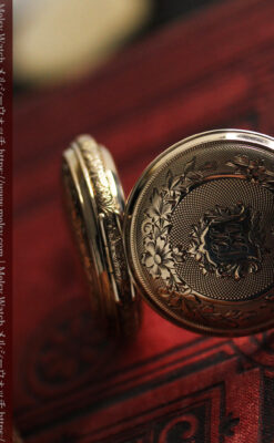 ウォルサムの上品かつ綺麗な装飾の金無垢懐中時計 【1900年頃】-P2326-14