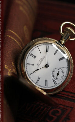 ウォルサムの上品かつ綺麗な装飾の金無垢懐中時計 【1900年頃】-P2326-16