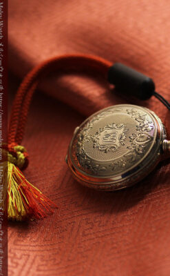 ウォルサムの上品かつ綺麗な装飾の金無垢懐中時計 【1900年頃】-P2326-6