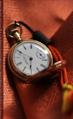 ウォルサムの上品かつ綺麗な装飾の金無垢懐中時計 【1900年頃】-P2326-9