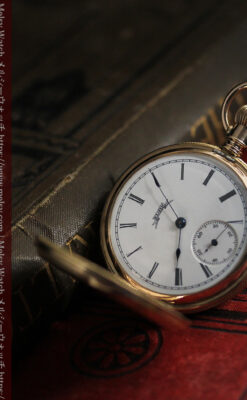 水鳥と植物の彫り エルジンの金無垢懐中時計 【1886年頃】-P2327-12