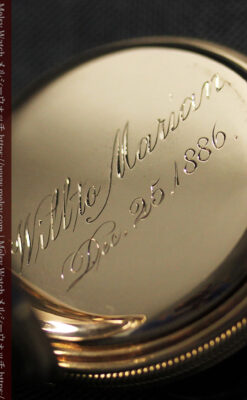 水鳥と植物の彫り エルジンの金無垢懐中時計 【1886年頃】-P2327-20