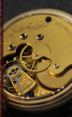 水鳥と植物の彫り エルジンの金無垢懐中時計 【1886年頃】-P2327-23