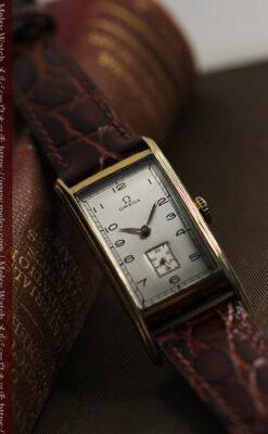 オメガ 縦に長いレトロ感あるアンティーク腕時計 【1946年製】-W1558-1