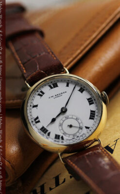 英国ベンソン ローマ数字の金無垢アンティーク腕時計 【1933年頃】-W1559-1