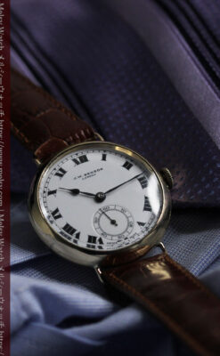 英国ベンソン ローマ数字の金無垢アンティーク腕時計 【1933年頃】-W1559-14