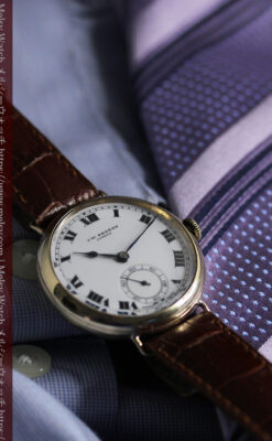 英国ベンソン ローマ数字の金無垢アンティーク腕時計 【1933年頃】-W1559-16