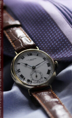 英国ベンソン ローマ数字の金無垢アンティーク腕時計 【1933年頃】-W1559-17