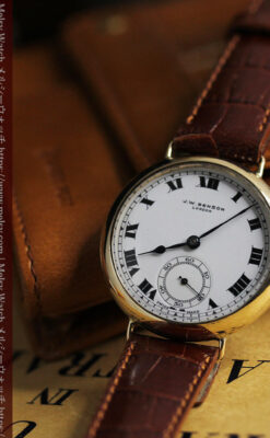 英国ベンソン ローマ数字の金無垢アンティーク腕時計 【1933年頃】-W1559-2