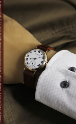 英国ベンソン ローマ数字の金無垢アンティーク腕時計 【1933年頃】-W1559-23