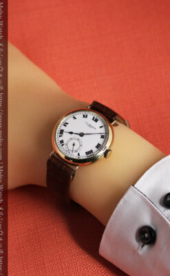 英国ベンソン ローマ数字の金無垢アンティーク腕時計 【1933年頃】-W1559-25