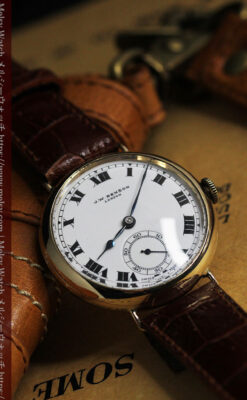 英国ベンソン ローマ数字の金無垢アンティーク腕時計 【1933年頃】-W1559-5