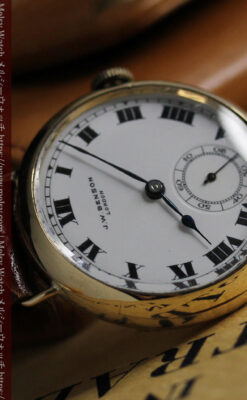 英国ベンソン ローマ数字の金無垢アンティーク腕時計 【1933年頃】-W1559-9