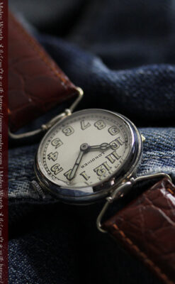 ロンジンの銀無垢アンティーク腕時計 【1914年製】幅広バンド-W1560-11