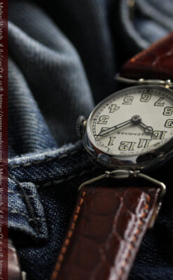 ロンジンの銀無垢アンティーク腕時計 【1914年製】幅広バンド-W1560-13