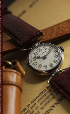 ロンジンの銀無垢アンティーク腕時計 【1914年製】幅広バンド-W1560-16