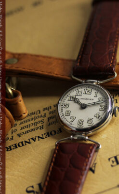 ロンジンの銀無垢アンティーク腕時計 【1914年製】幅広バンド-W1560-17