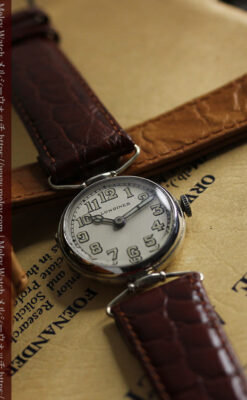 ロンジンの銀無垢アンティーク腕時計 【1914年製】幅広バンド-W1560-19