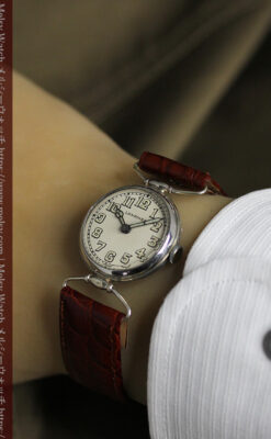 ロンジンの銀無垢アンティーク腕時計 【1914年製】幅広バンド-W1560-23