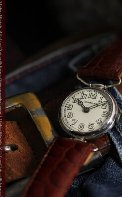 ロンジンの銀無垢アンティーク腕時計 【1914年製】幅広バンド-W1560-5