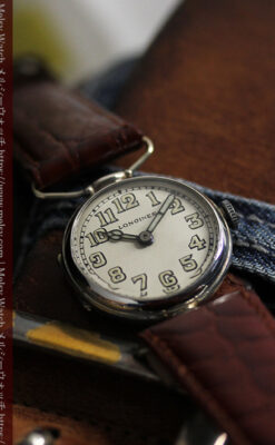 ロンジンの銀無垢アンティーク腕時計 【1914年製】幅広バンド-W1560-6