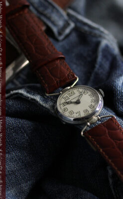 ロンジンの銀無垢アンティーク腕時計 【1914年製】幅広バンド-W1560-7