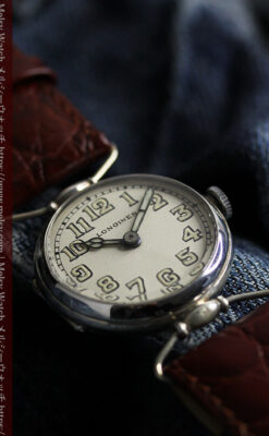 ロンジンの銀無垢アンティーク腕時計 【1914年製】幅広バンド-W1560-8