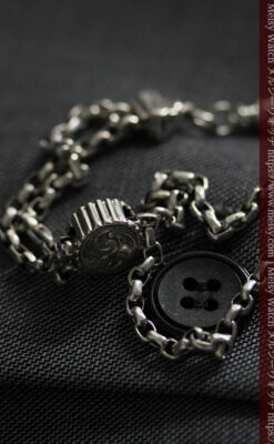 アンティークの趣きある短い銀無垢懐中時計チェーン-C0501-11