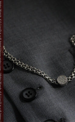 アンティークの趣きある短い銀無垢懐中時計チェーン-C0501-3