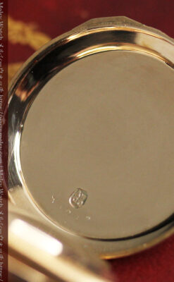 鷺/水鳥と花の彫り ウォルサムの金無垢懐中時計 【1887年頃】-P2328-18