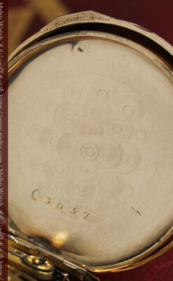 鷺/水鳥と花の彫り ウォルサムの金無垢懐中時計 【1887年頃】-P2328-20