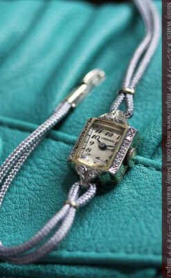 14個のダイヤモンド輝く 金無垢ロンジンの女性用アンティーク腕時計 【1944年製】-W1562-1
