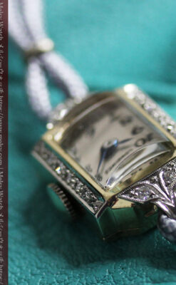 14個のダイヤモンド輝く 金無垢ロンジンの女性用アンティーク腕時計 【1944年製】-W1562-10