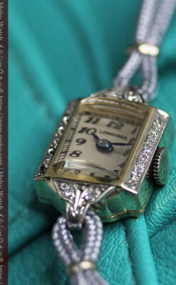 14個のダイヤモンド輝く 金無垢ロンジンの女性用アンティーク腕時計 【1944年製】-W1562-11