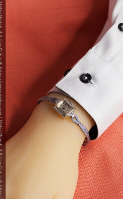 14個のダイヤモンド輝く 金無垢ロンジンの女性用アンティーク腕時計 【1944年製】-W1562-16