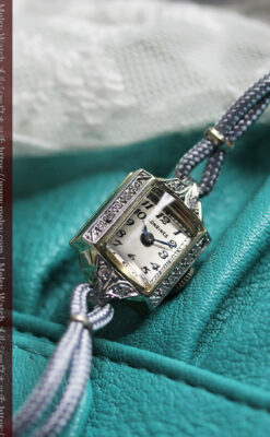 14個のダイヤモンド輝く 金無垢ロンジンの女性用アンティーク腕時計 【1944年製】-W1562-4