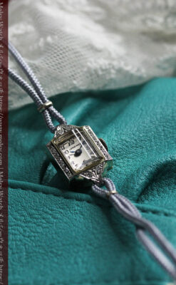 14個のダイヤモンド輝く 金無垢ロンジンの女性用アンティーク腕時計 【1944年製】-W1562-5