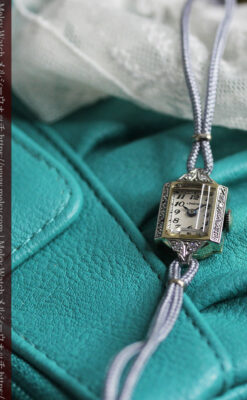 14個のダイヤモンド輝く 金無垢ロンジンの女性用アンティーク腕時計 【1944年製】-W1562-6