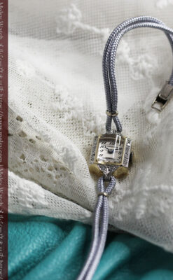 14個のダイヤモンド輝く 金無垢ロンジンの女性用アンティーク腕時計 【1944年製】-W1562-8