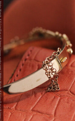 サファイアとダイヤの金無垢アンティークバングル・ブレスレット 【1906年頃】-A0309-11