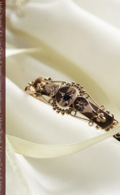 サファイアとダイヤの金無垢アンティークバングル・ブレスレット 【1906年頃】-A0309-20